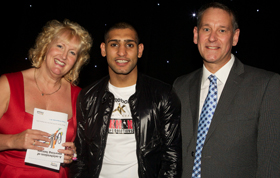 Chris and David Travis with Amir Khan at the Bolton Sports Awards 2010